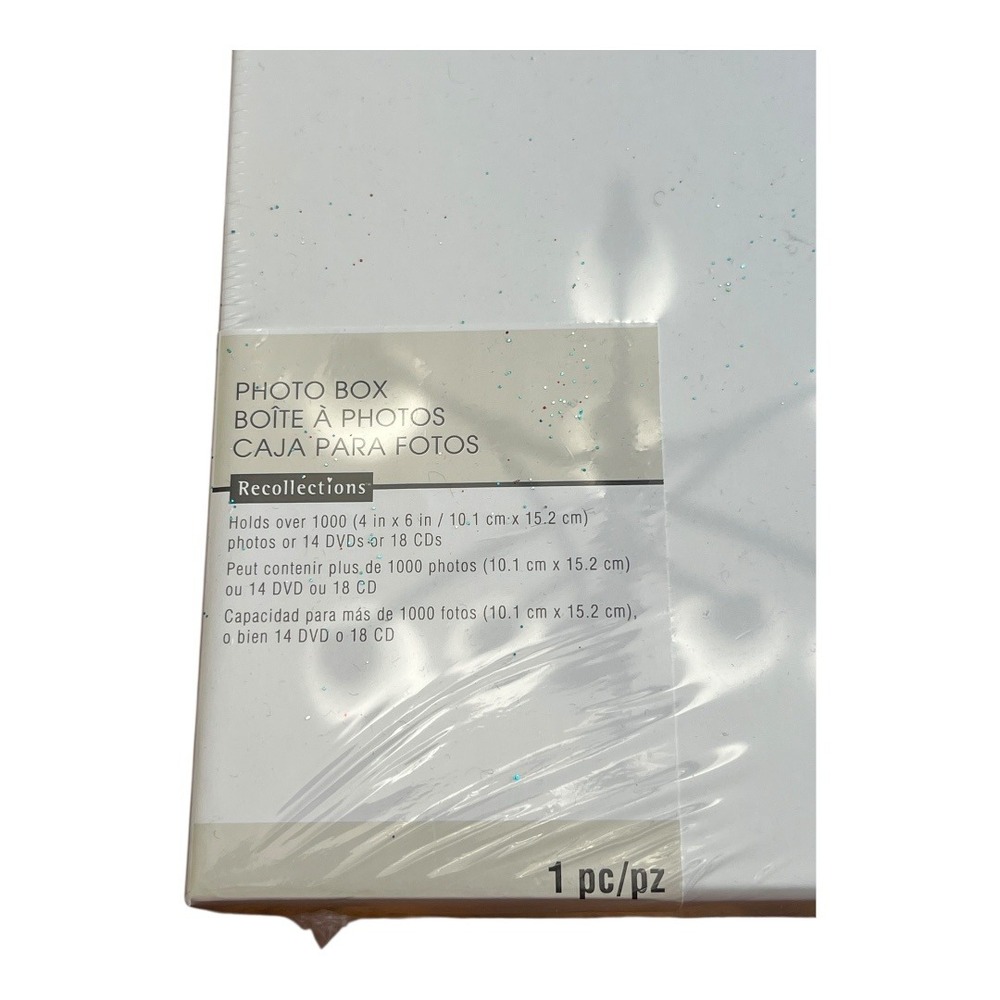 Recollections Photo Box White Glitter Sparkle 1000+ Capacity New Sealed